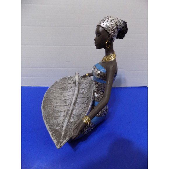 NEW Black African Queen Statue Figurine Tray Candy Dish - Picture 4 of 5